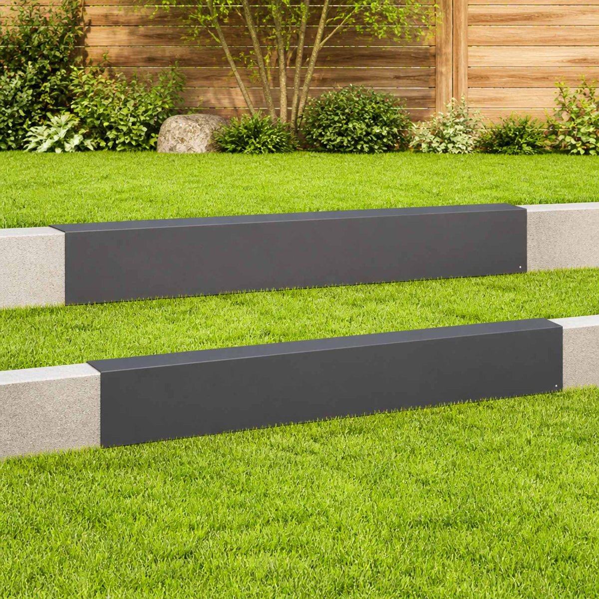 vidaXL Profil nakładkowy ogrodowy 2 szt. 100 x 20 x 15 cm Stal Czarny