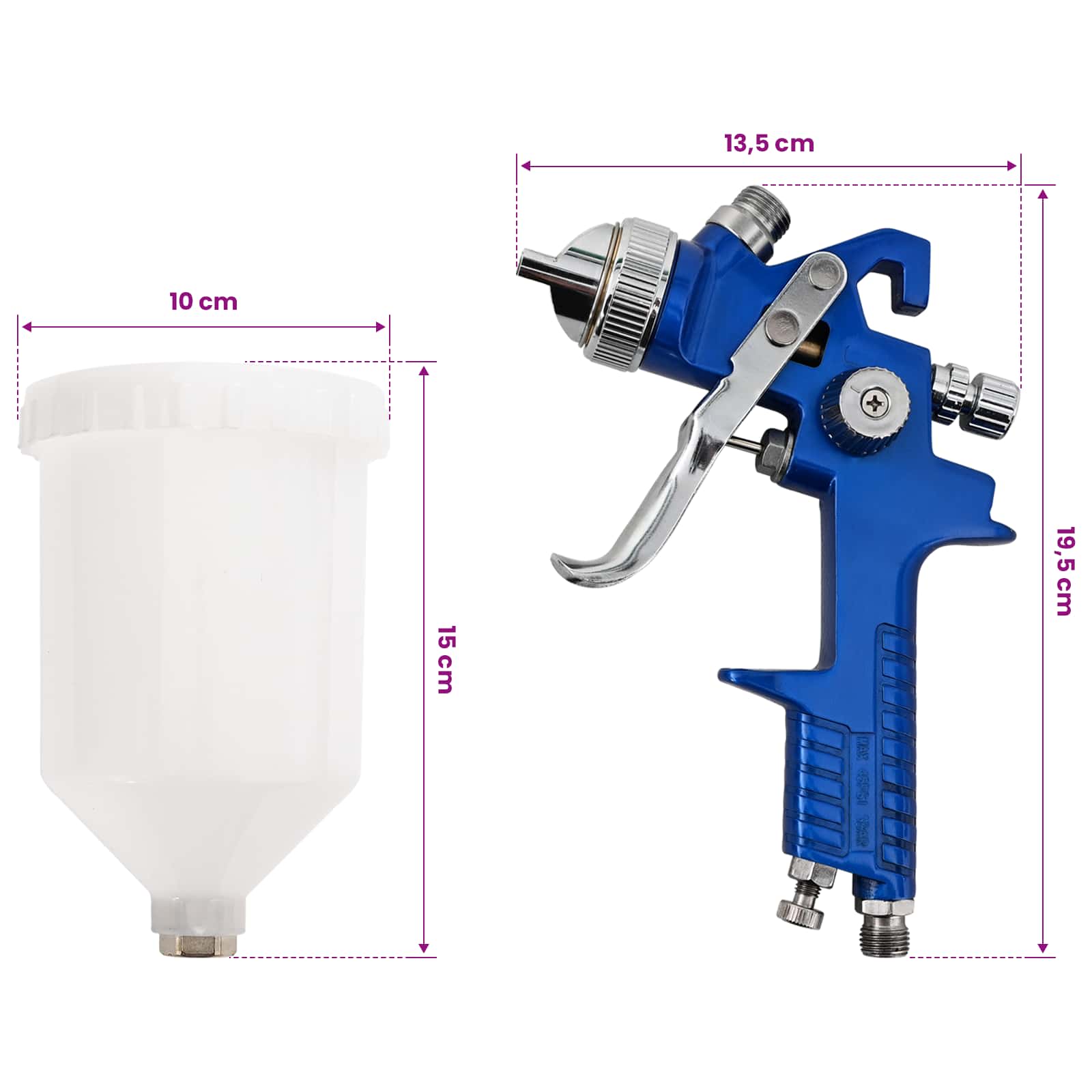 vidaXL Pistolet do malowania HVLP z kubkiem 600 ml Dysza 1,4 mm 600 ml