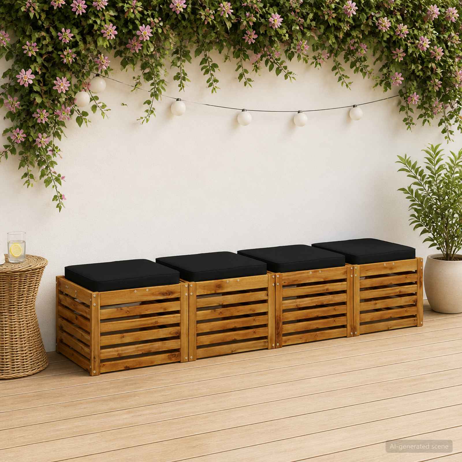 vidaXL Poduszki siedzące 4-częściowe VUGHT 4 pcs 100% poliester Czarny
