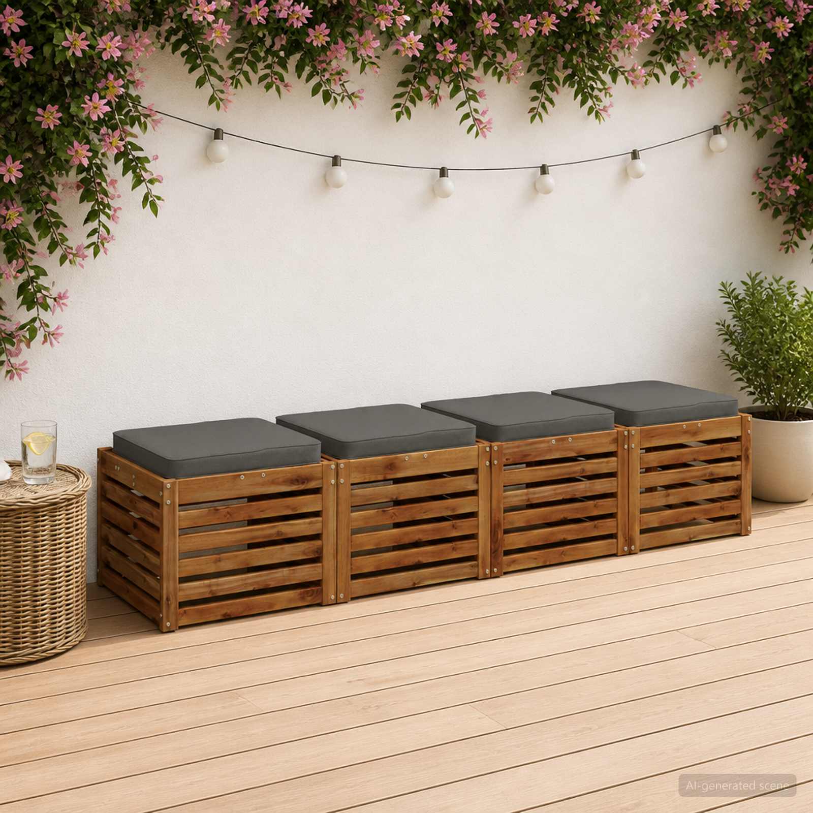 vidaXL Poduszki siedzące 4-częściowe VUGHT 4 pcs 100% poliester Szary