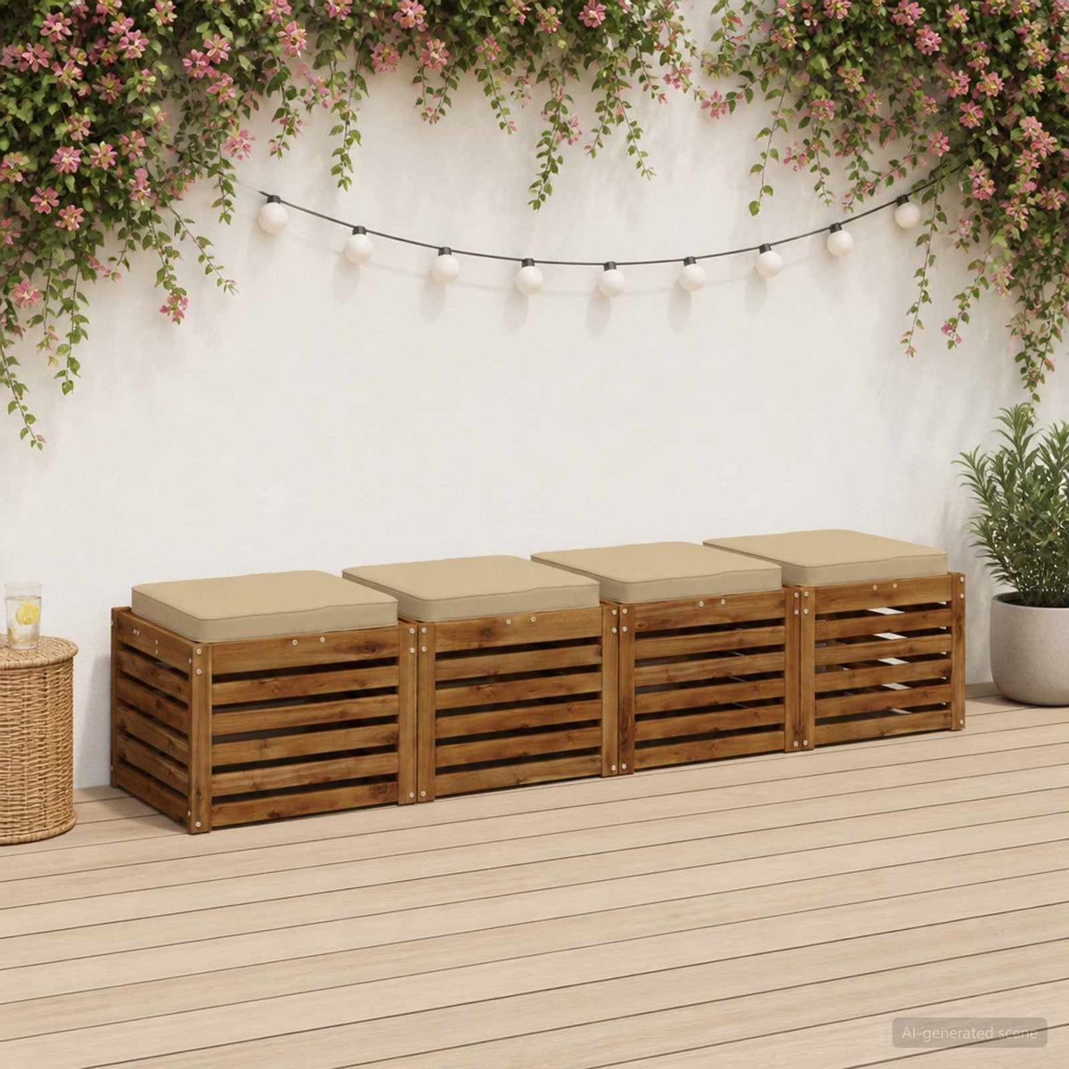 vidaXL Poduszki siedzące 4-częściowe VUGHT 4 pcs 100% poliester Beżowy