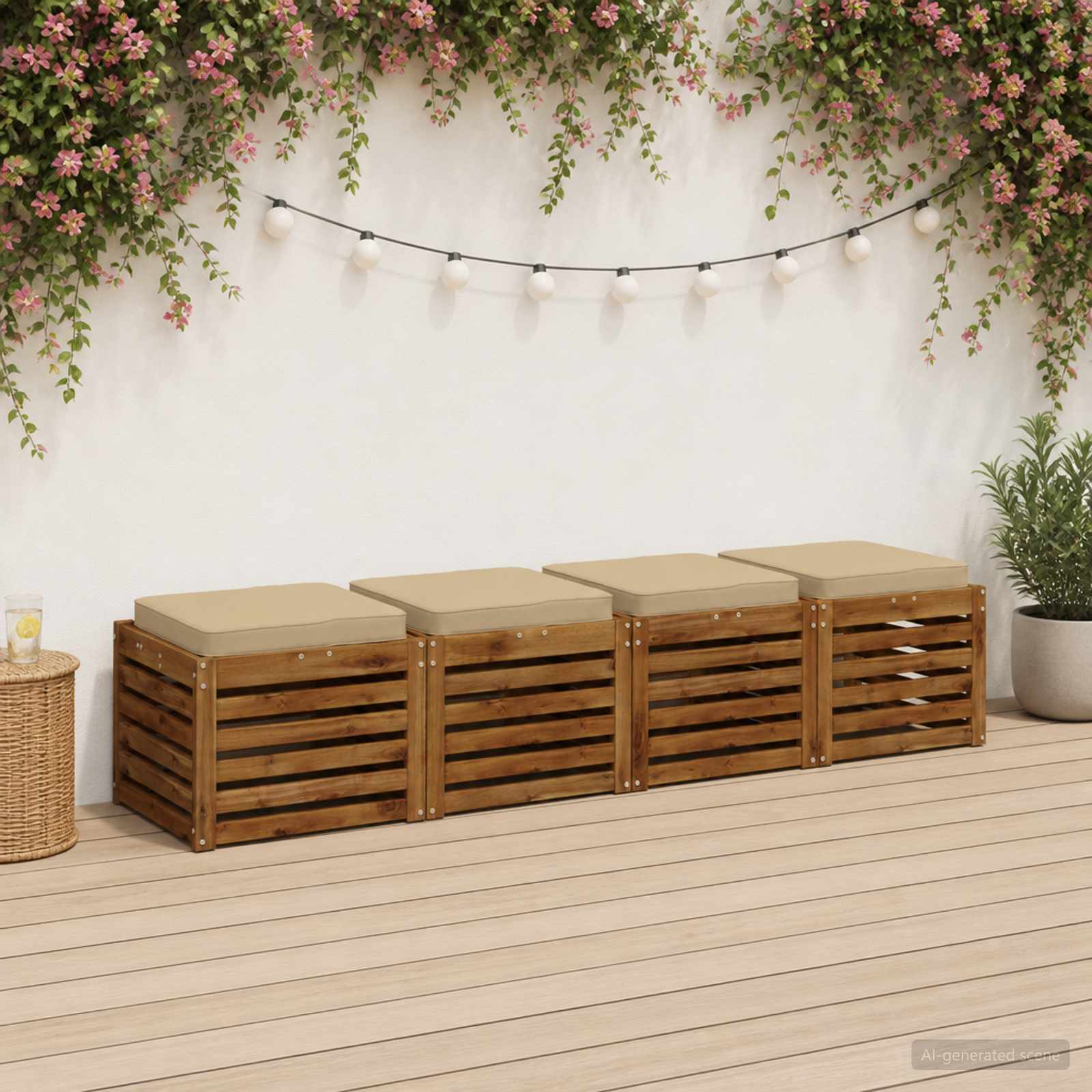 vidaXL Poduszki siedzące 4-częściowe VUGHT 4 pcs 100% poliester Beżowy