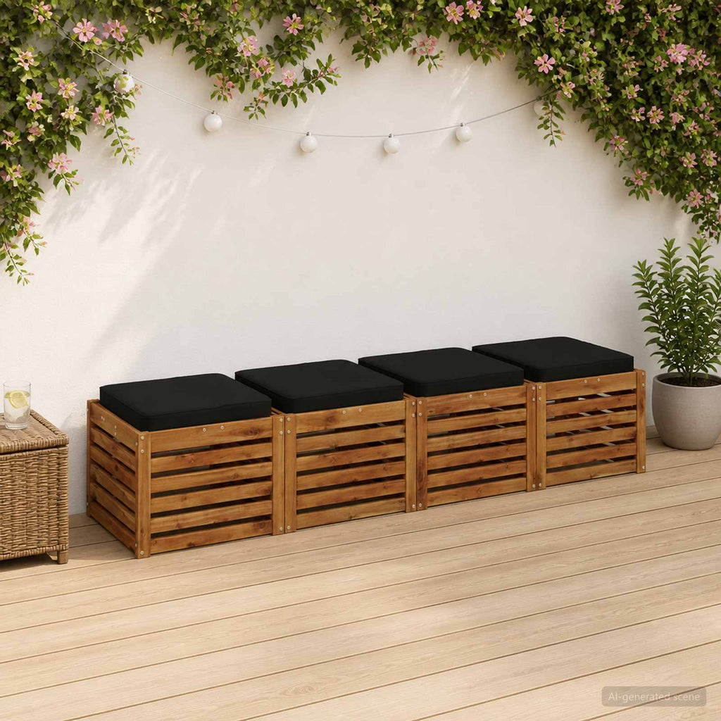 vidaXL Poduszki siedzące 4-częściowe VUGHT 4 pcs 100% poliester Czarny