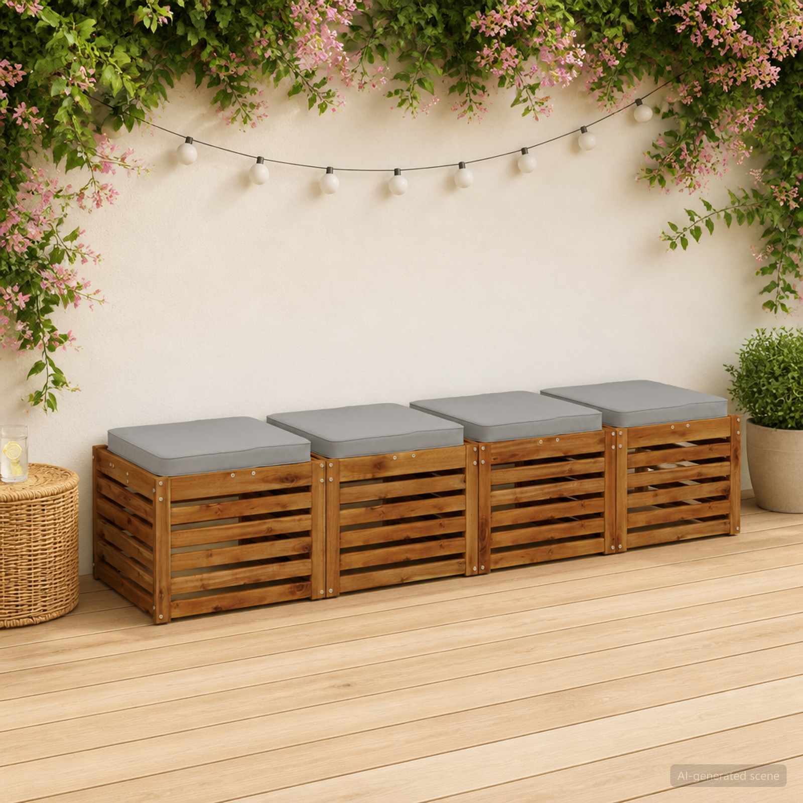 vidaXL Poduszki siedzące 4-częściowe VUGHT 4 pcs 100% poliester Szary