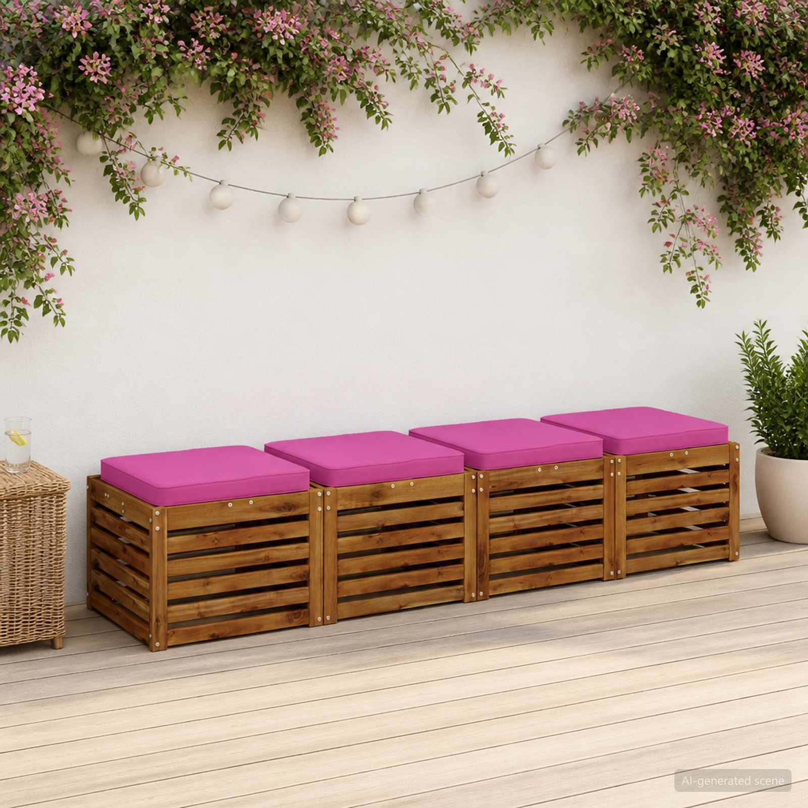 vidaXL Poduszki siedzące 4-częściowe VUGHT 4 pcs 100% poliester różowy