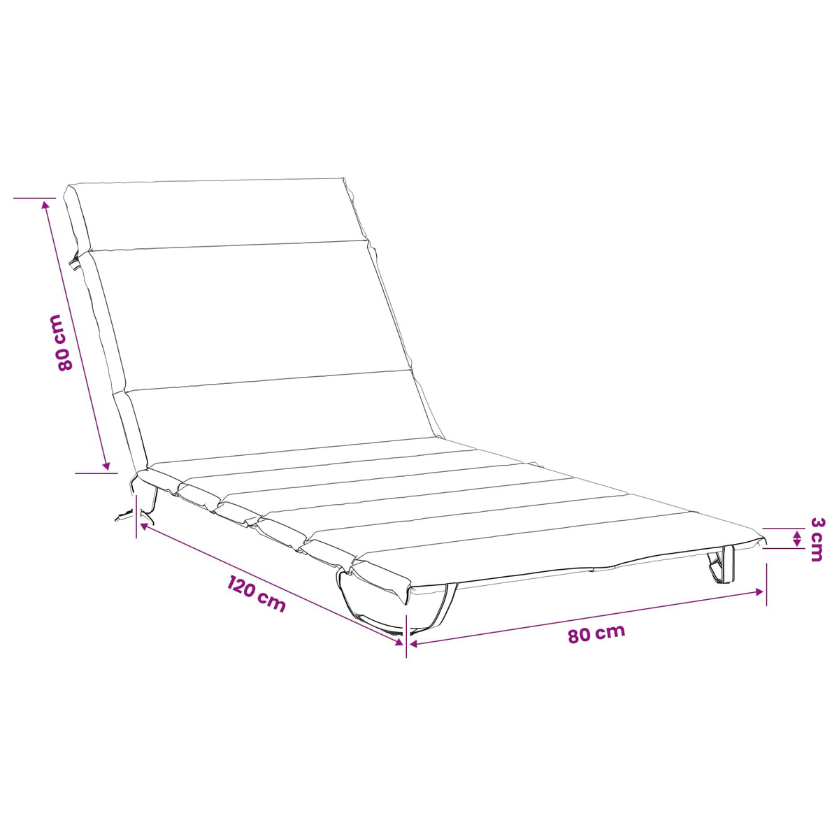 vidaXL Poduszka na leżak GEMERT 100% poliester Czarny 200 x 80 x 3 cm