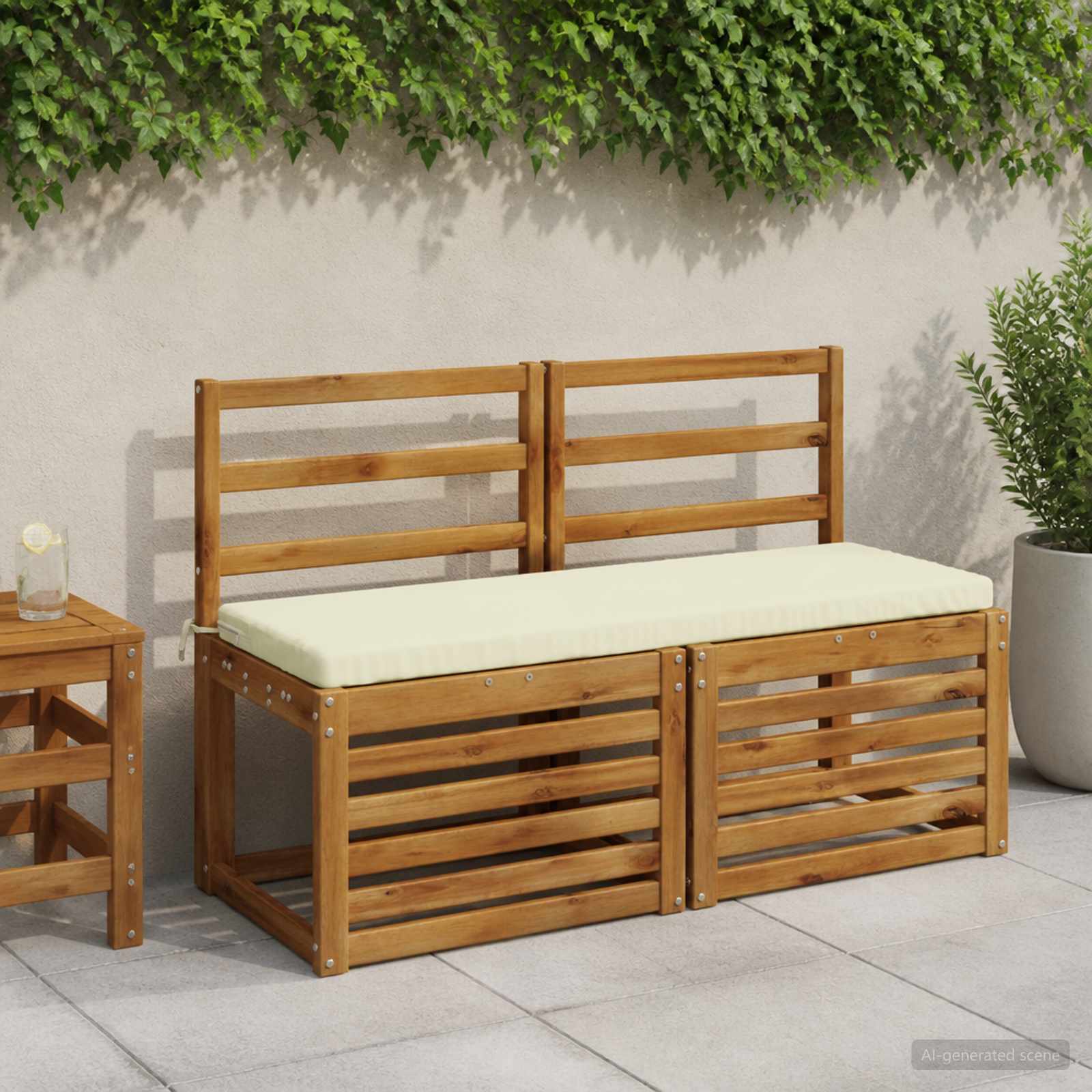vidaXL Poduszka na ławkę SOEST 100% poliester kremowy 110 x 40 x 5 cm
