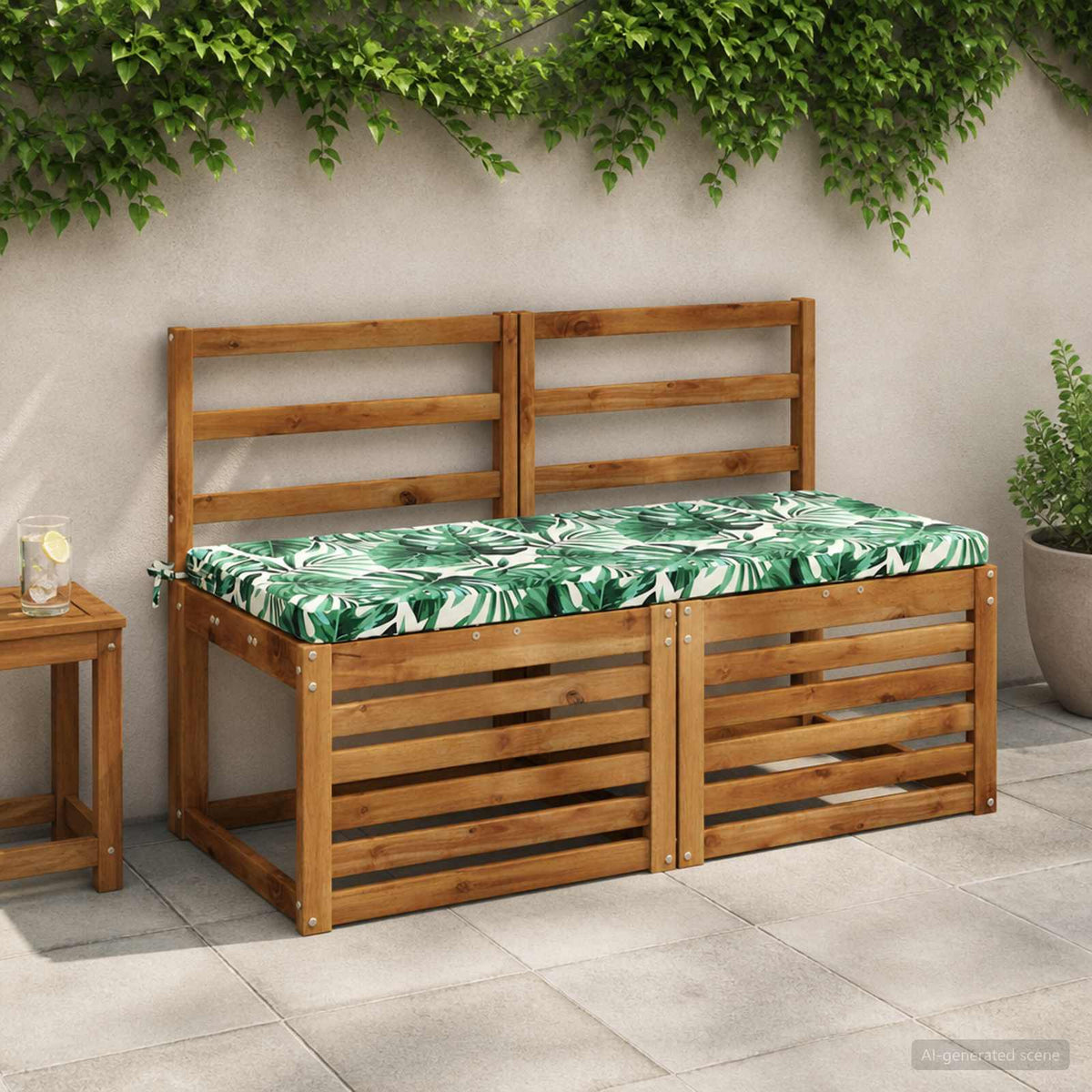 vidaXL Poduszka na ławkę SOEST 100% poliester motyw liści