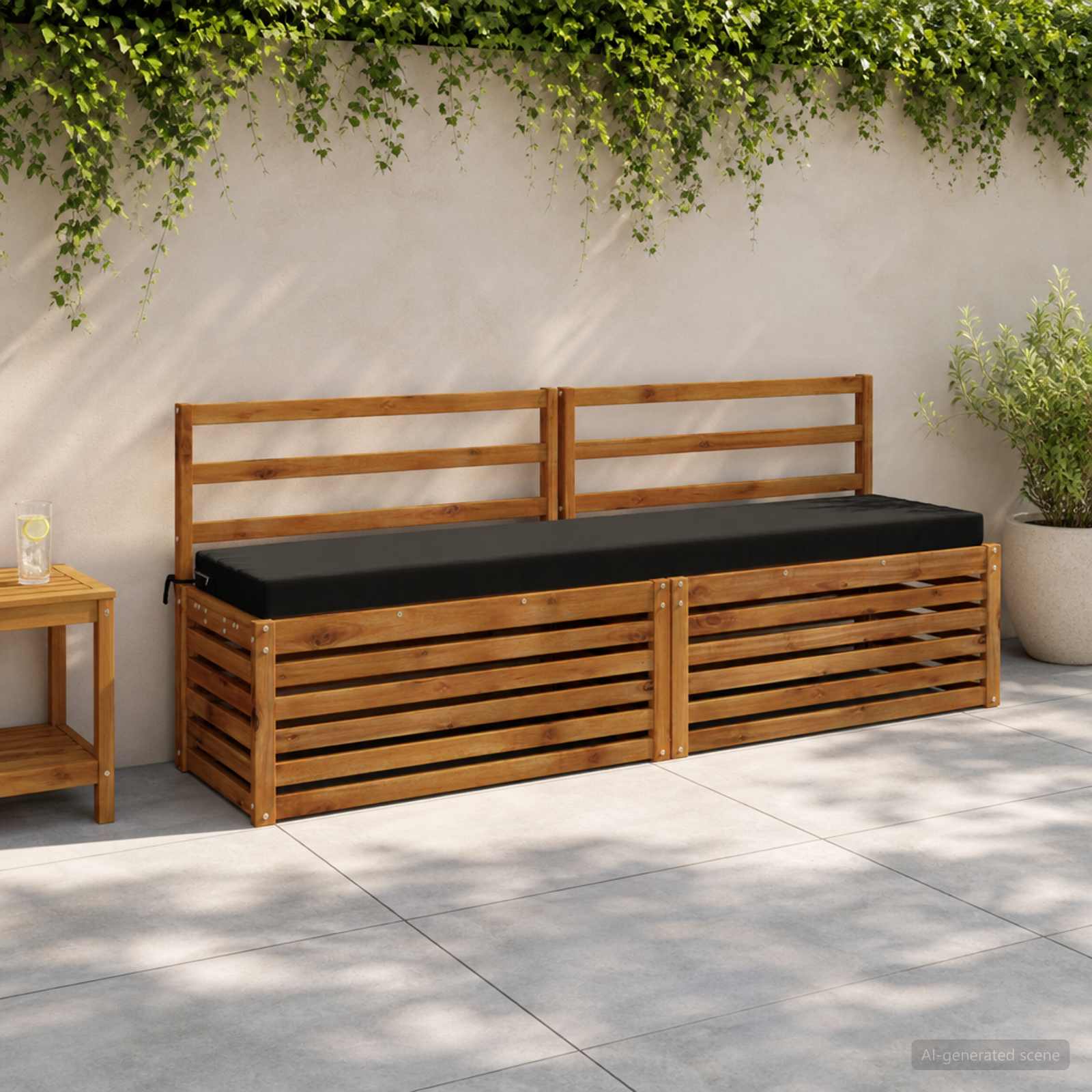 vidaXL Poduszka na ławkę SOEST 100% poliester Czarny 170 x 40 x 8 cm