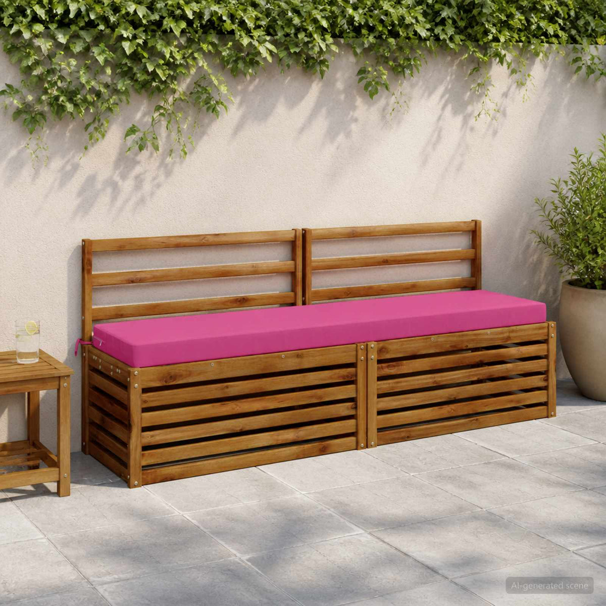 vidaXL Poduszka na ławkę SOEST 100% poliester różowy 170 x 40 x 8 cm