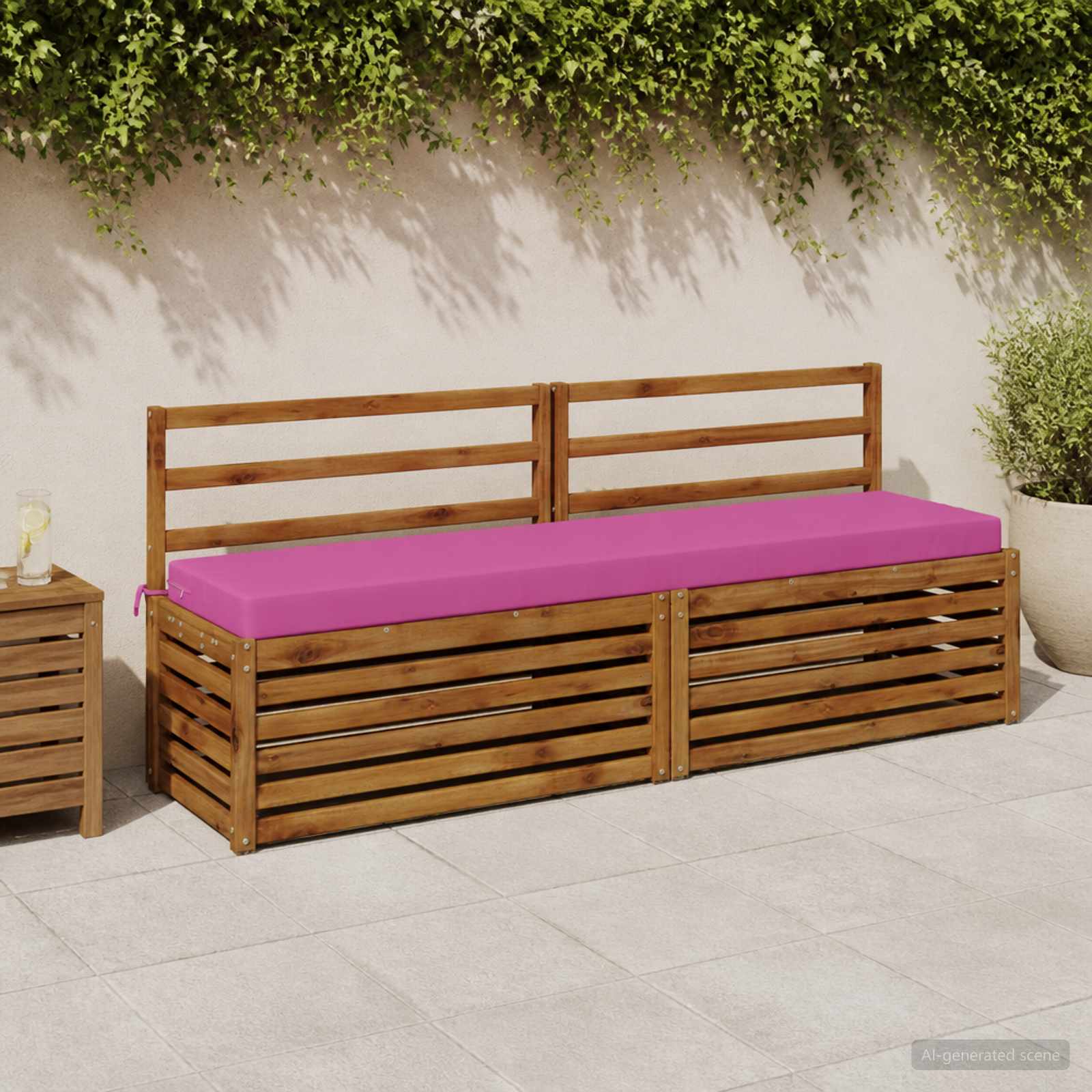 vidaXL Poduszka na ławkę SOEST 100% poliester różowy 200 x 40 x 8 cm