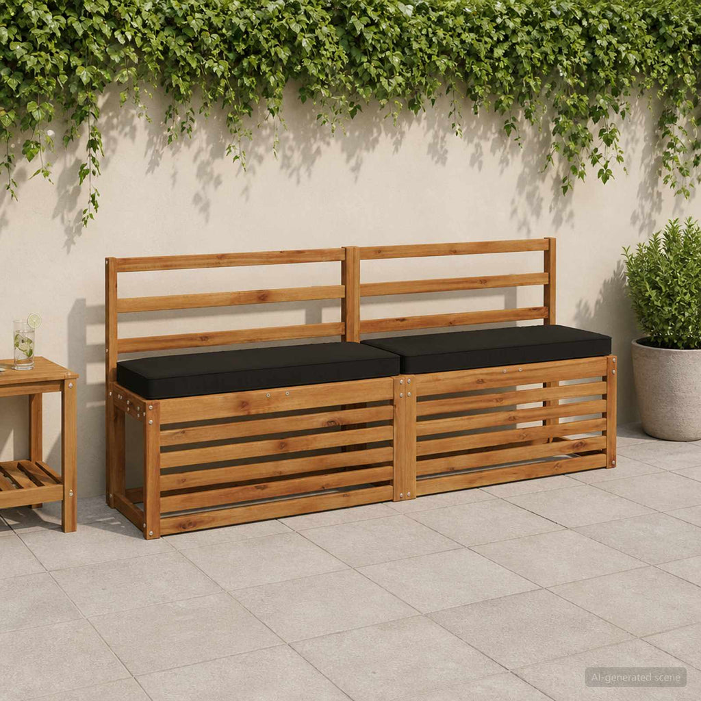 vidaXL Poduszki na ławkę 2-częściowe VUGHT 2 pcs 100% poliester Czarny