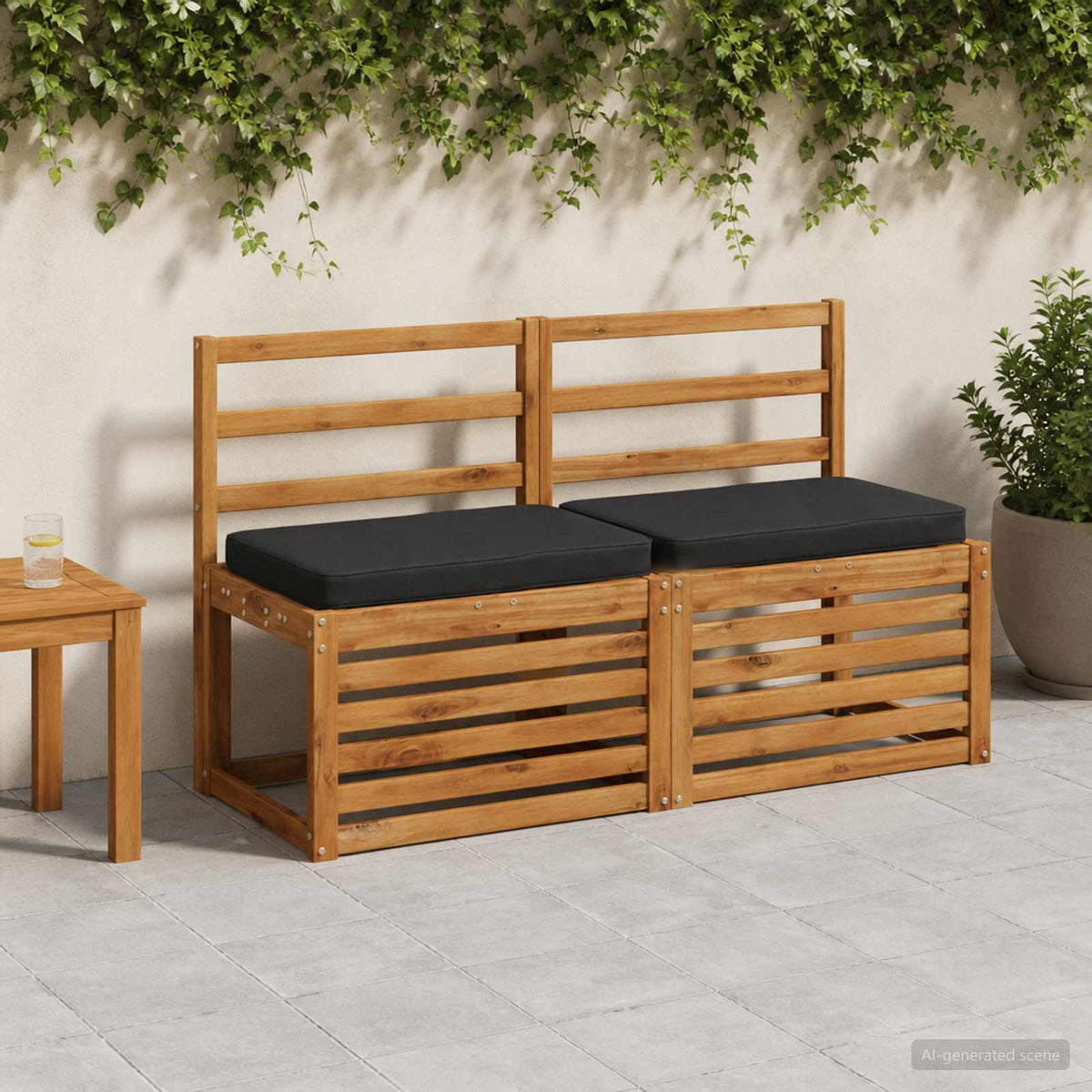 vidaXL Poduszki na ławkę 2-częściowe VUGHT 2 pcs 100% poliester Czarny