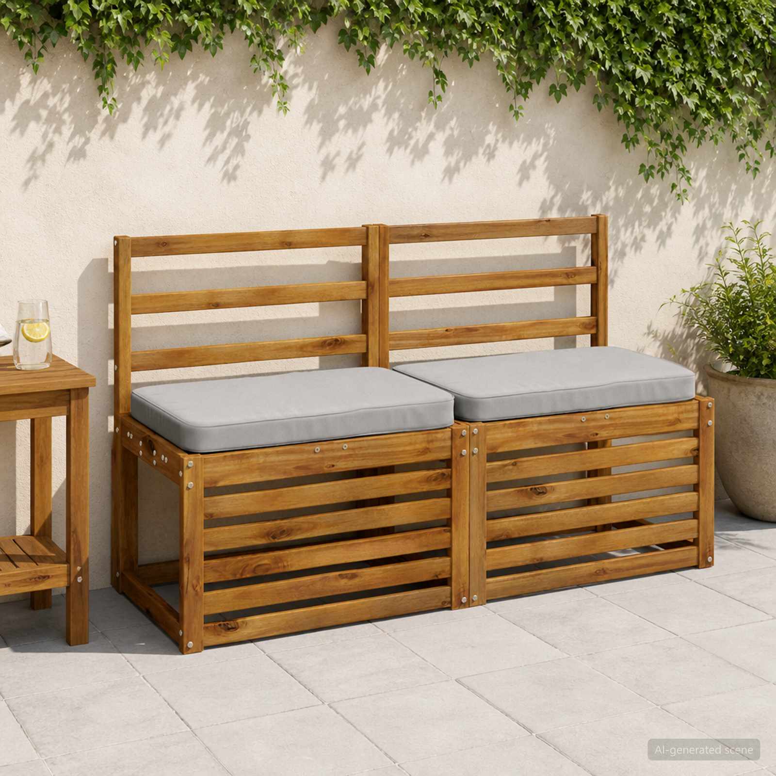 vidaXL Poduszki na ławkę 2-częściowe VUGHT 2 pcs 100% poliester Szary