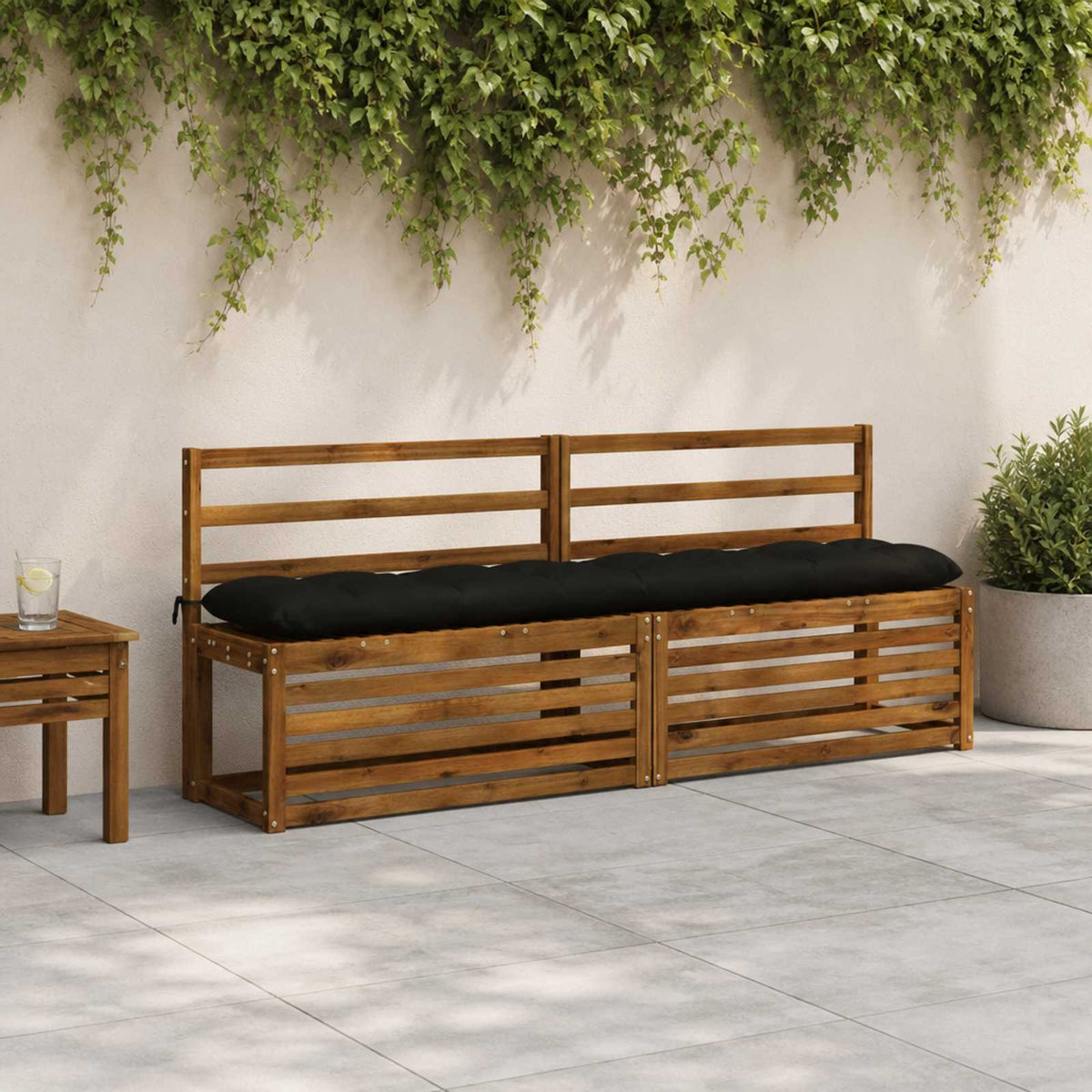 vidaXL Poduszka na ławkę VIANEN 100% poliester Czarny 200 x 30 x 12 cm