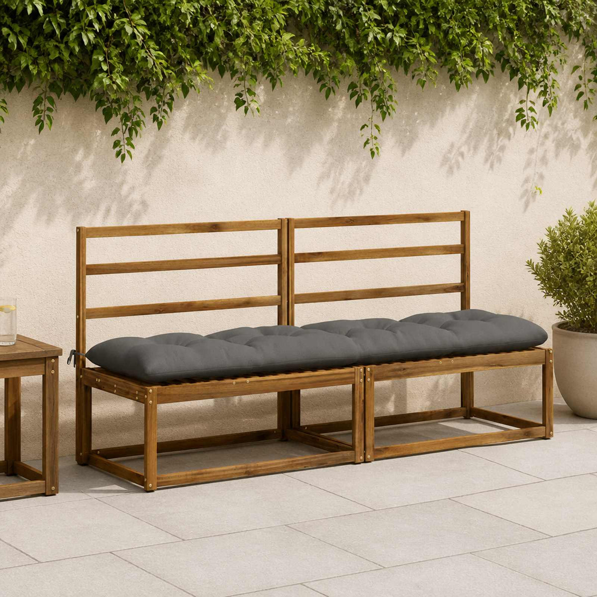 vidaXL Poduszka na ławkę VIANEN 100% poliester Szary 200 x 50 x 12 cm