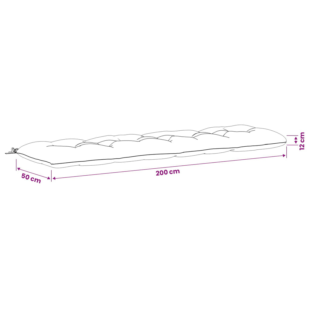 vidaXL Poduszka na ławkę VIANEN 100% poliester Biały 200 x 50 x 12 cm