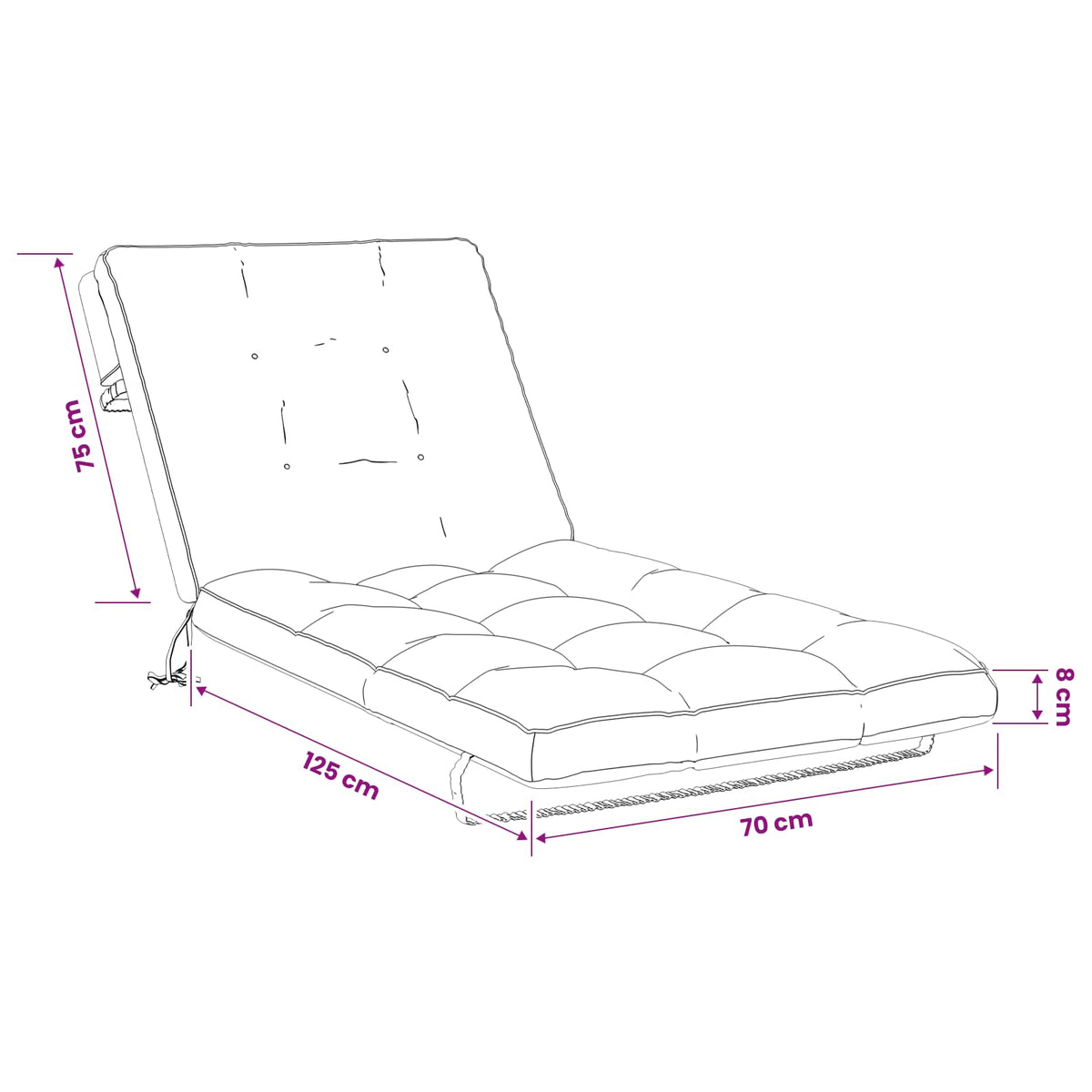 vidaXL Poduszka na leżak VIANEN 100% poliester Biały 200 x 70 x 8 cm