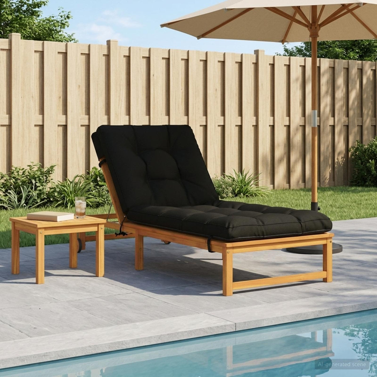 vidaXL Poduszka na leżak VIANEN 100% poliester Czarny 200 x 80 x 8 cm