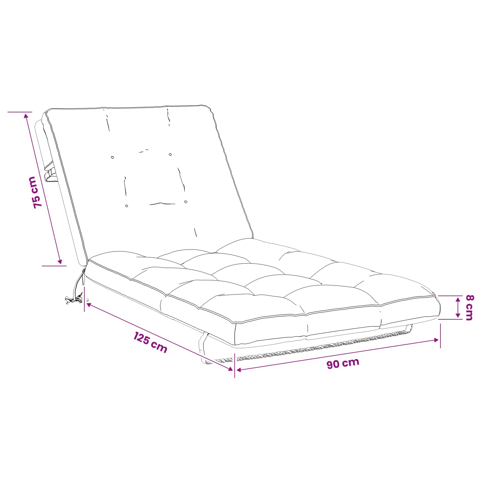 vidaXL Poduszka na leżak VIANEN 100% poliester Biały 200 x 90 x 8 cm