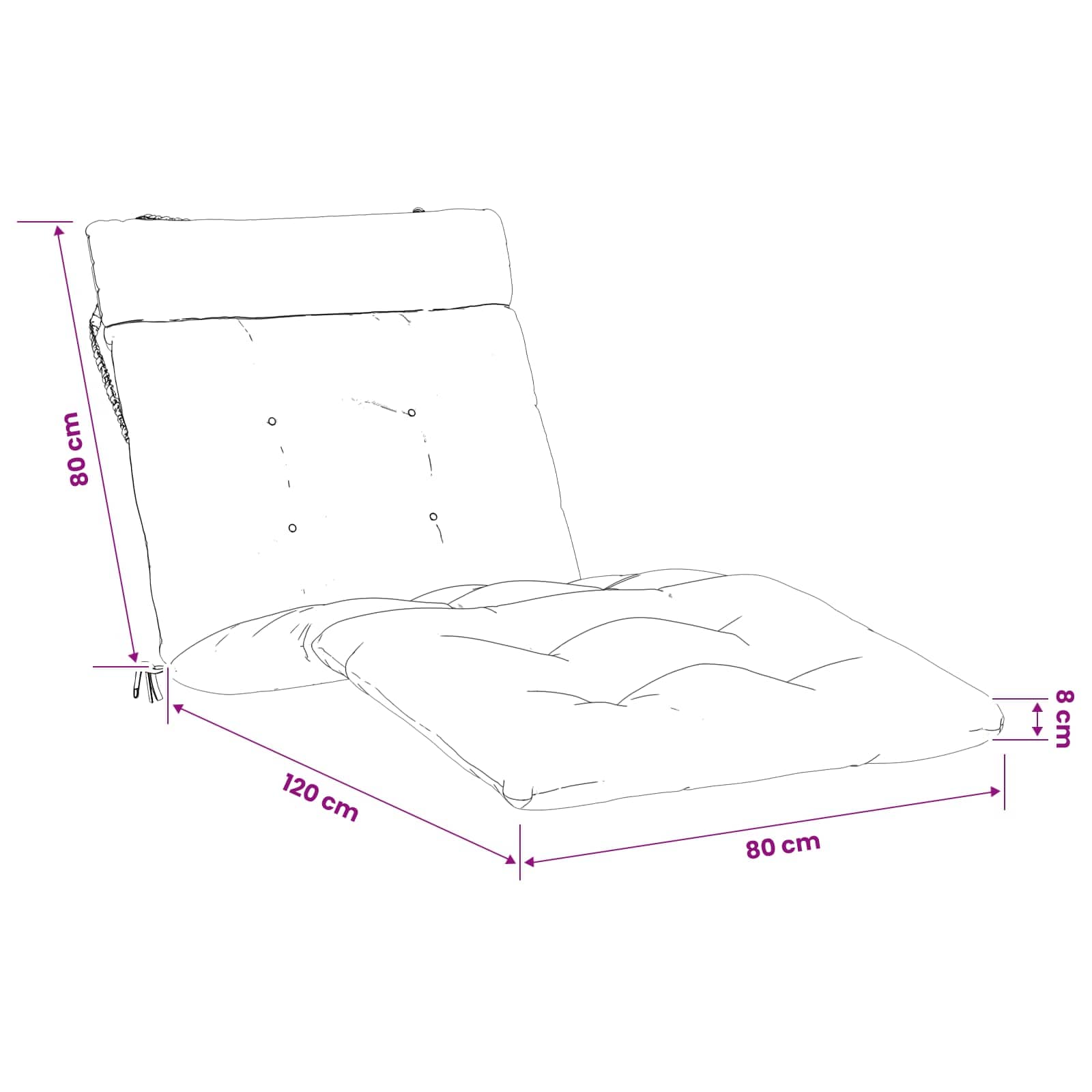 vidaXL Poduszka na leżak VIANEN 100% poliester Czarny 200 x 80 x 8 cm