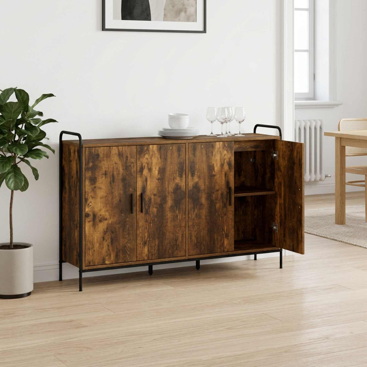 vidaXL Bufet Dąb wędzony 97 x 33 x 81 cm Drewno inżynieryjne