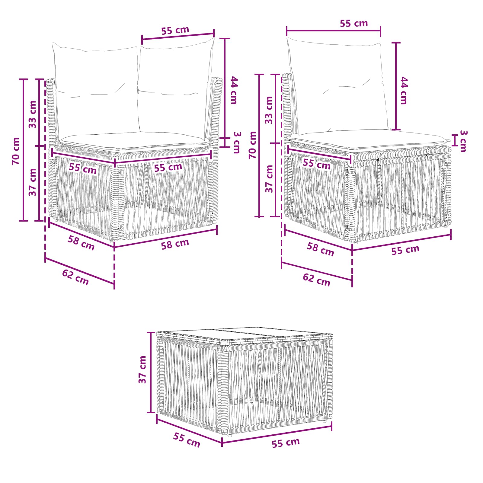 vidaXL Zestaw Sof na Ogród 7 szt. Szary polirattan