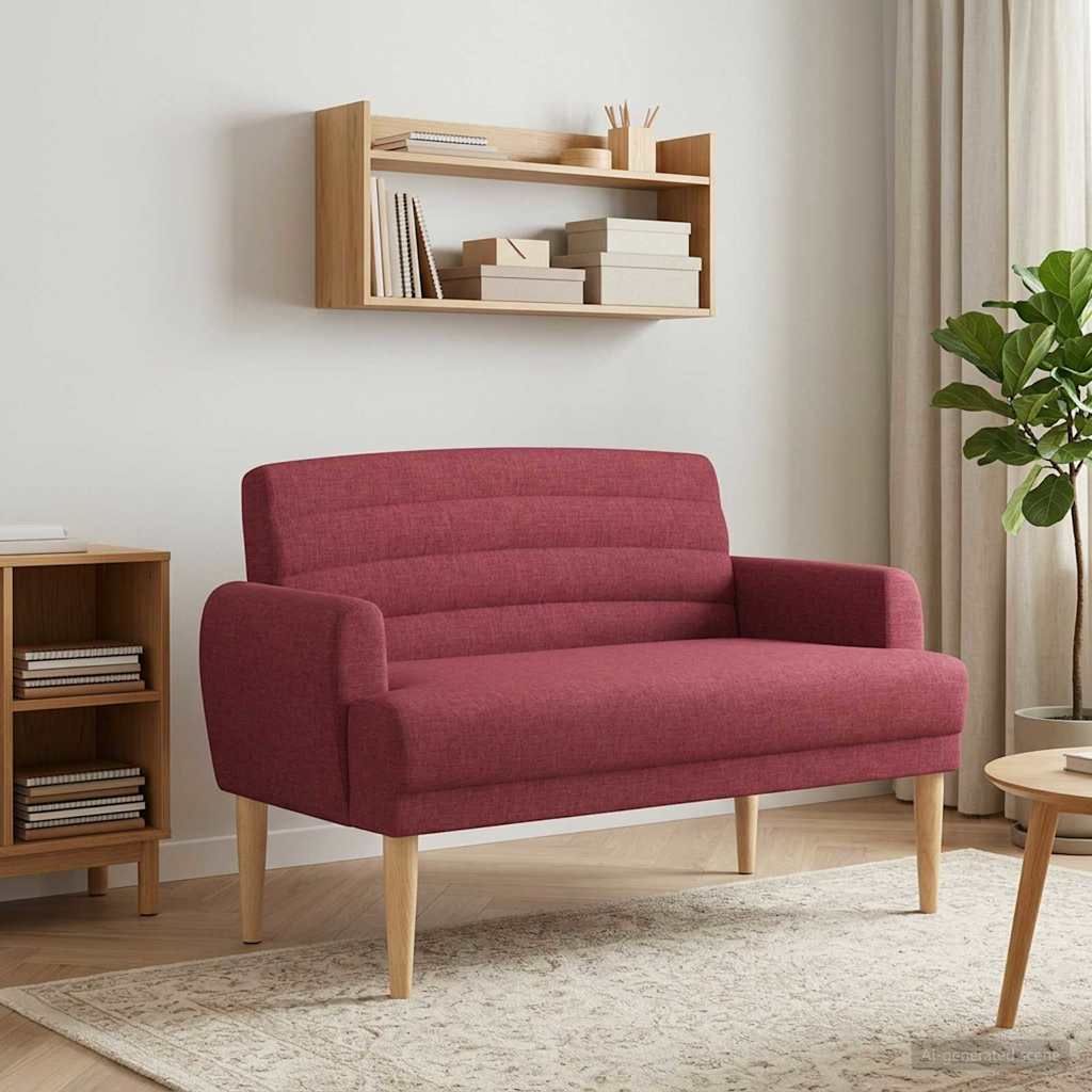 vidaXL Sofa dwuosobowa z guzikowym pikowaniem Czerwone wino tkanina