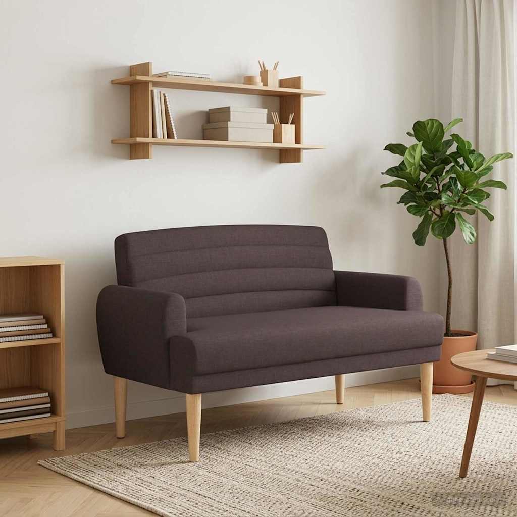 vidaXL Sofa dwuosobowa z guzikowym pikowaniem Ciemny brąz tkanina