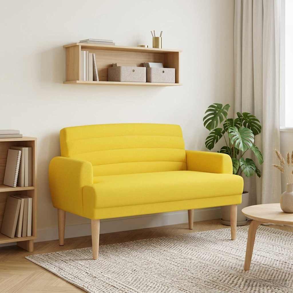 vidaXL Sofa dwuosobowa z guzikowym pikowaniem Jasnożółty tkanina
