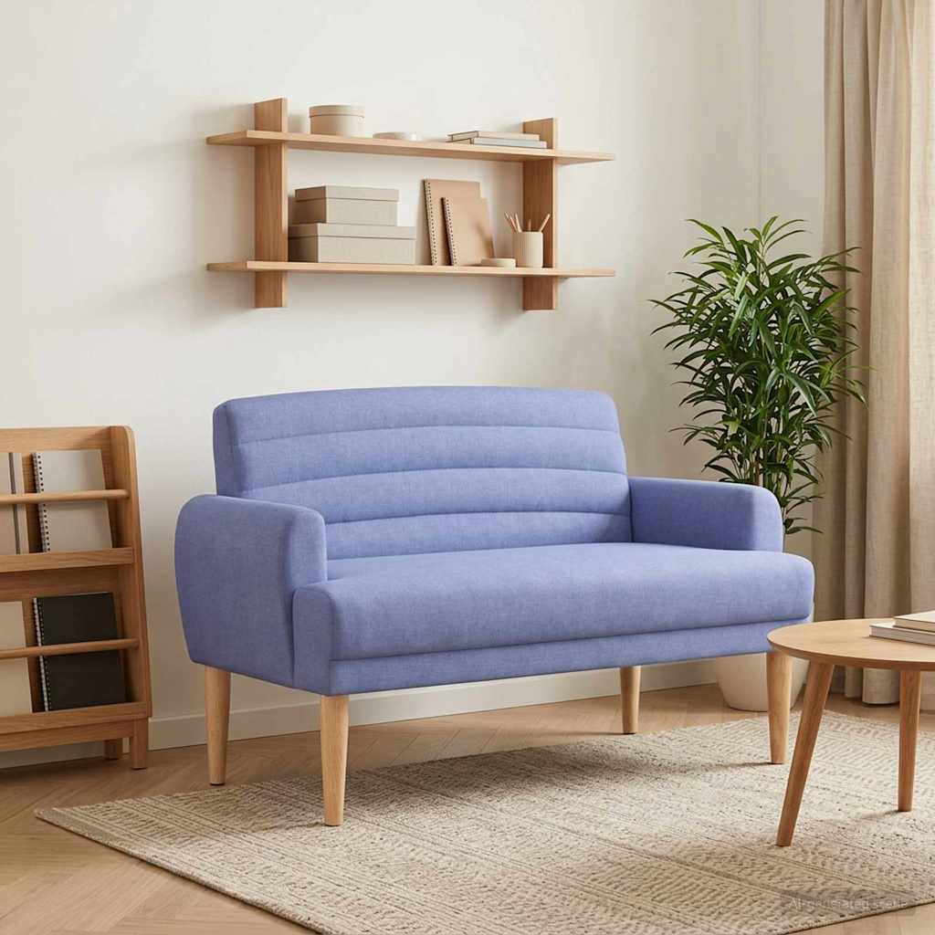 vidaXL Sofa dwuosobowa z guzikowym pikowaniem Niebieski dżins tkanina
