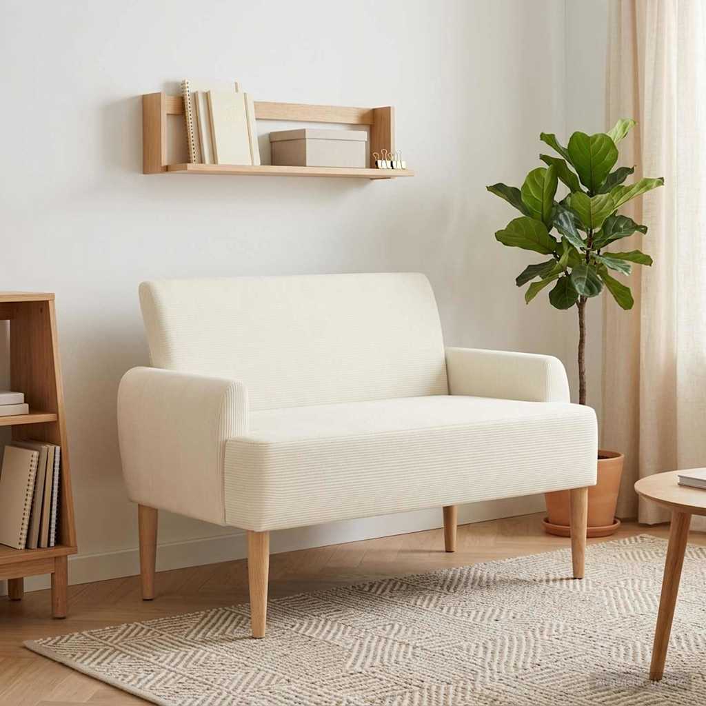 vidaXL Sofa dwuosobowa z guzikowym pikowaniem kremowy 116 x 67 x 81 cm