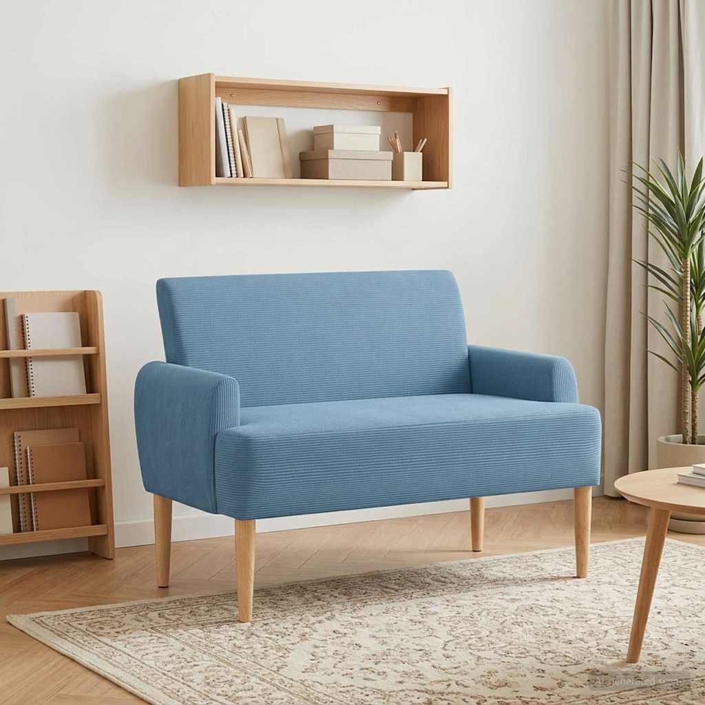 vidaXL Sofa dwuosobowa z guzikowym pikowaniem niebieski