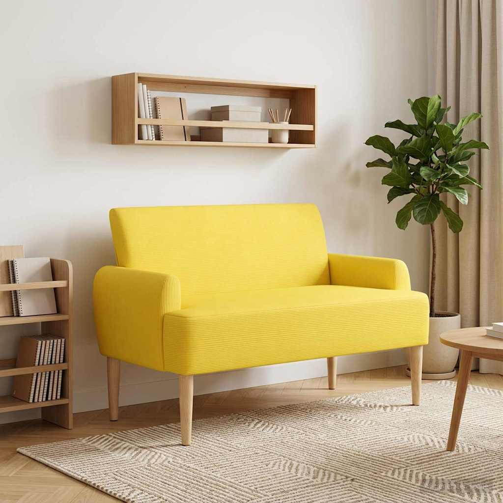 vidaXL Sofa dwuosobowa z guzikowym pikowaniem Jasnożółty
