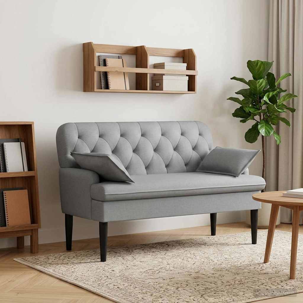 vidaXL Sofa dwuosobowa z guzikowym pikowaniem jasnoszary tkanina