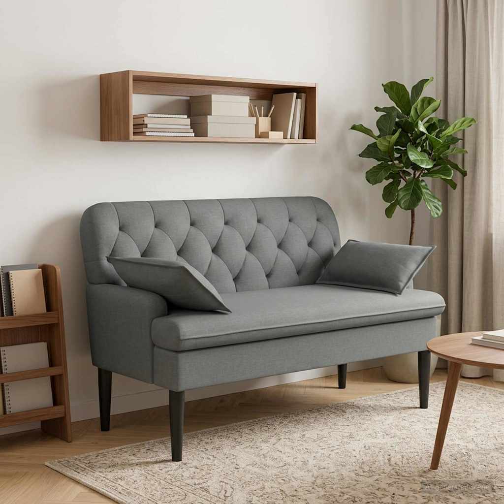 vidaXL Sofa dwuosobowa z guzikowym pikowaniem ciemnoszary tkanina