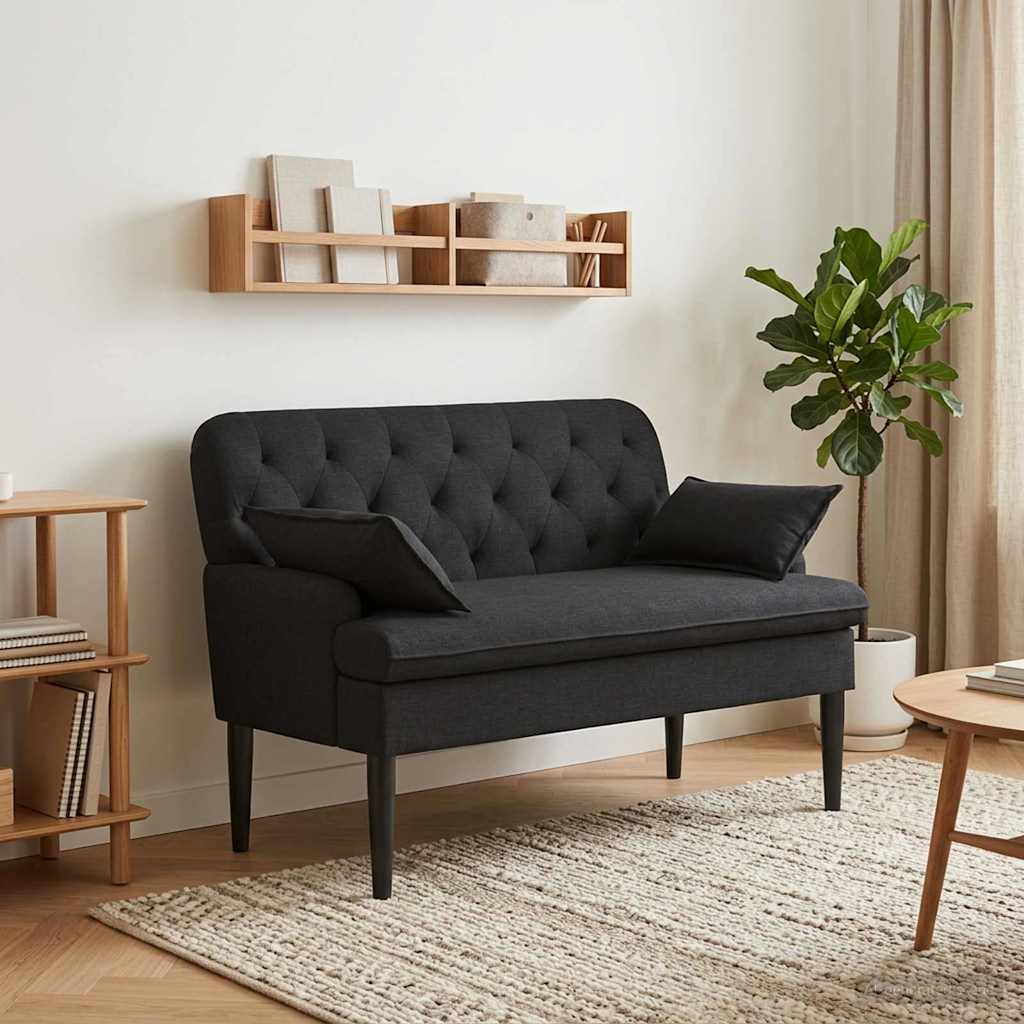 vidaXL Sofa dwuosobowa z guzikowym pikowaniem Czarny 111 x 68 x 80 cm