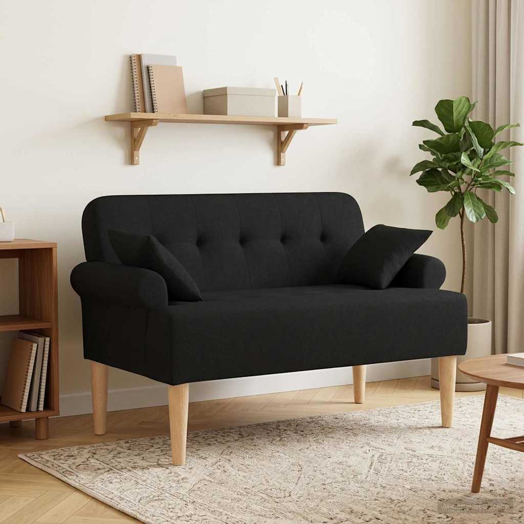 vidaXL Sofa dwuosobowa z guzikowym pikowaniem Czarny 120 x 65 x 79 cm