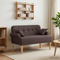 vidaXL Sofa dwuosobowa z guzikowym pikowaniem Ciemny brąz tkanina