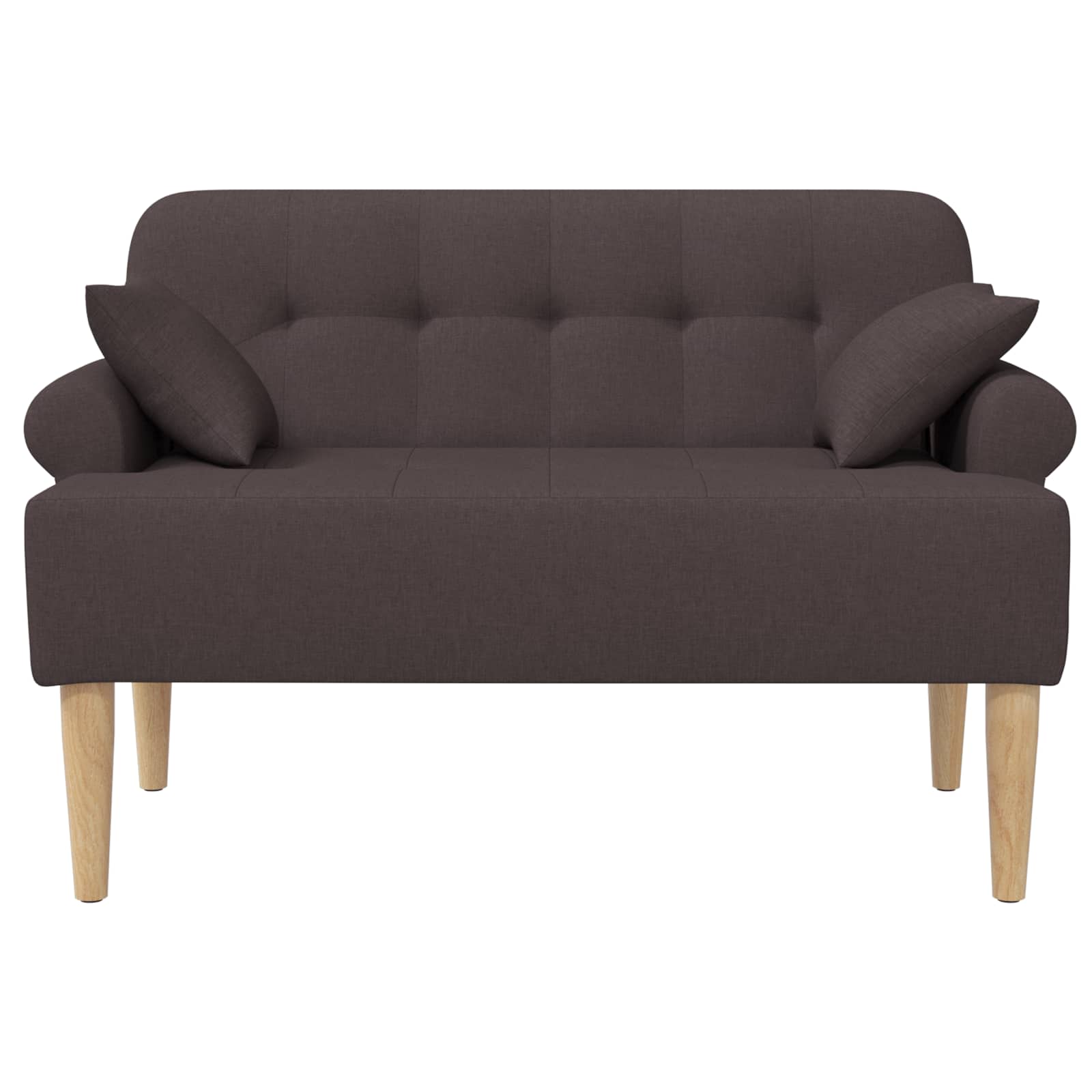 vidaXL Sofa dwuosobowa z guzikowym pikowaniem Ciemny brąz tkanina