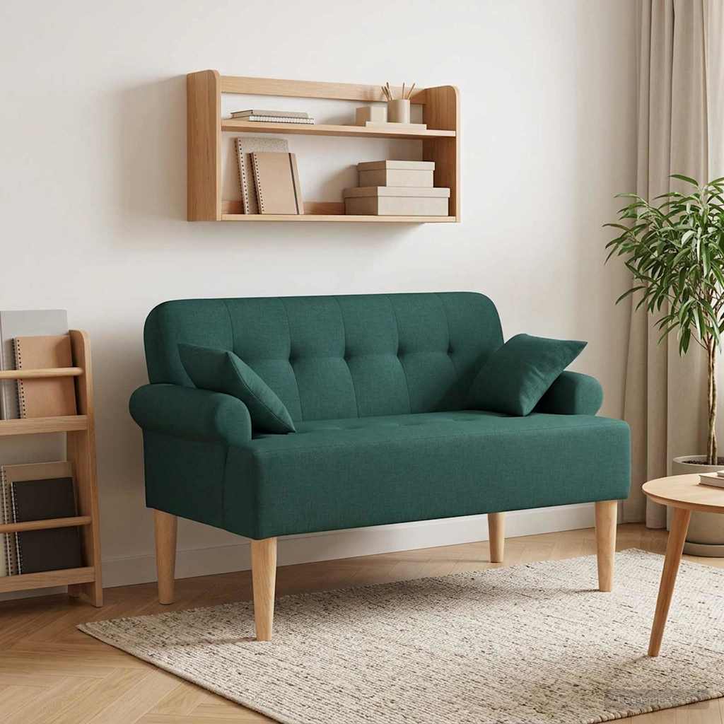 vidaXL Sofa dwuosobowa z guzikowym pikowaniem Ciemnozielony tkanina