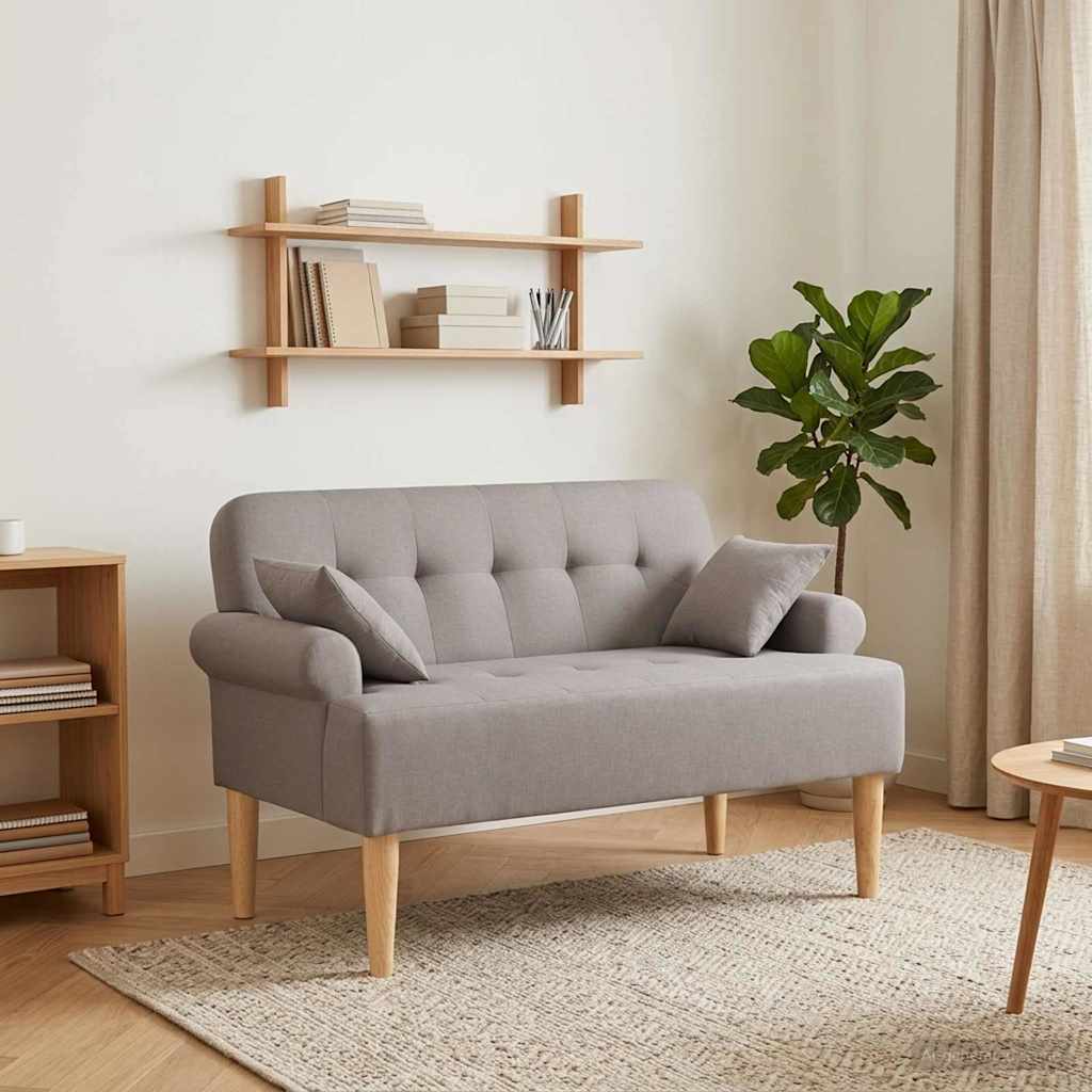 vidaXL Sofa dwuosobowa z guzikowym pikowaniem Ciemnoszary tkanina