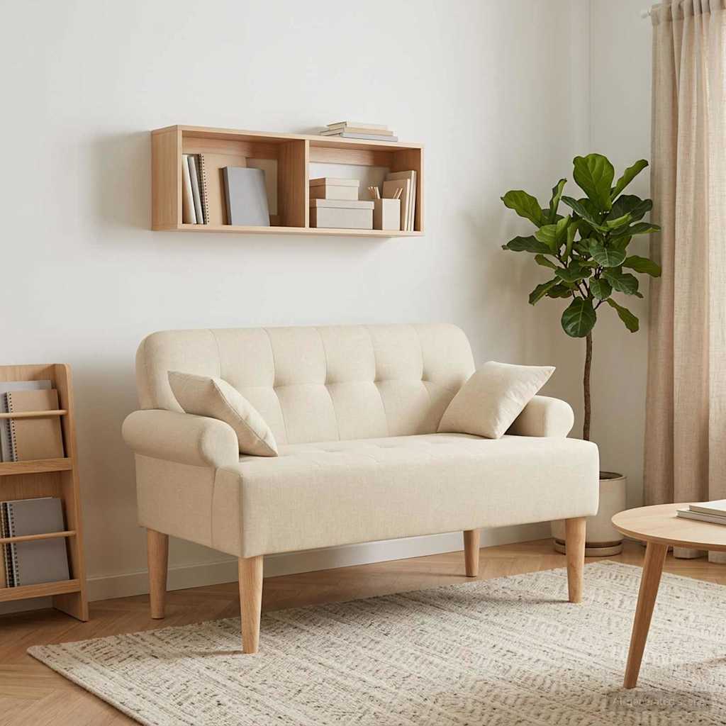 vidaXL Sofa dwuosobowa z guzikowym pikowaniem kremowy 120 x 65 x 79 cm