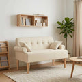 vidaXL Sofa dwuosobowa z guzikowym pikowaniem kremowy 120 x 65 x 79 cm