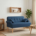 vidaXL Sofa dwuosobowa z guzikowym pikowaniem niebieski tkanina