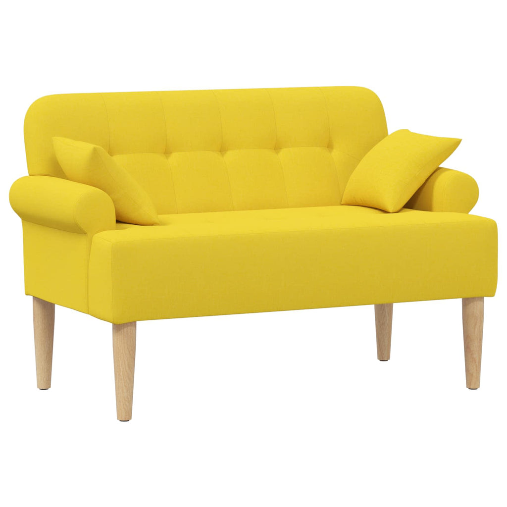vidaXL Sofa dwuosobowa z guzikowym pikowaniem Jasnożółty tkanina