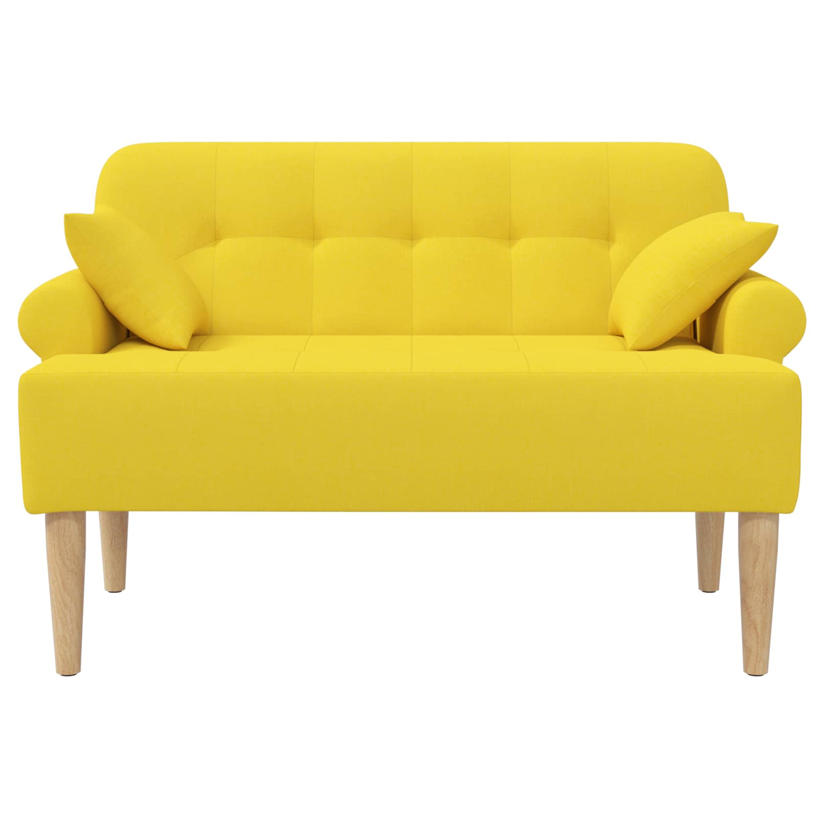 vidaXL Sofa dwuosobowa z guzikowym pikowaniem Jasnożółty tkanina