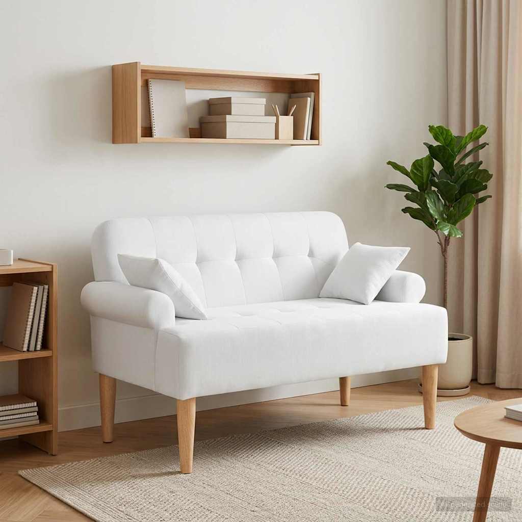 vidaXL Sofa dwuosobowa z guzikowym pikowaniem Biały 120 x 65 x 79 cm