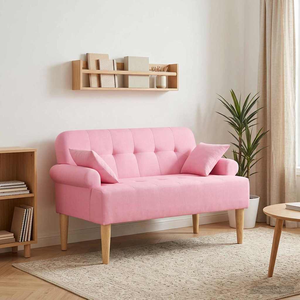 vidaXL Sofa dwuosobowa z guzikowym pikowaniem różowy 120 x 65 x 79 cm