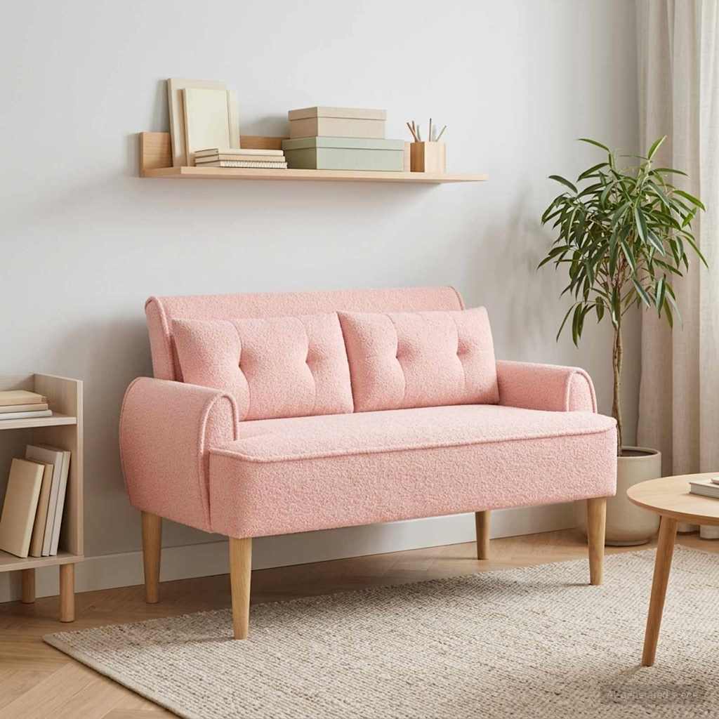 vidaXL Sofa dwuosobowa z guzikowym pikowaniem różowy 117 x 67 x 77 cm